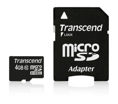 Paměťová karta Transcend MicroSDHC 4GB Class10 + adaptér