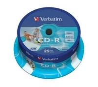 Disk Verbatim CD-R 700MB/80min, 52x, Printable, 25cake