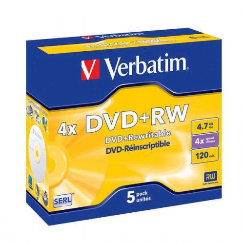 Disk Verbatim DVD+RW 4,7GB, 4x, jewel box, 5ks
