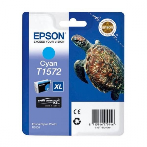 Inkoustová náplň Epson T1572, 25,9 ml - azurová