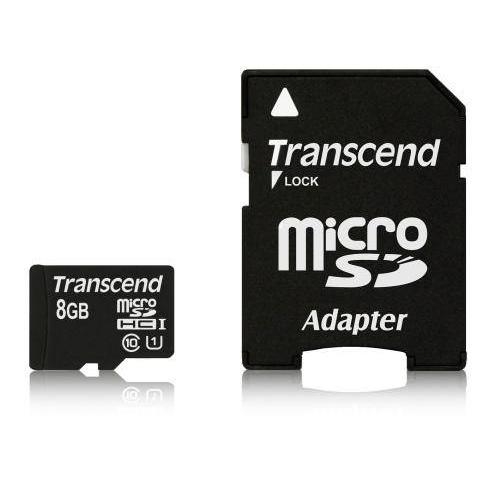 Paměťová karta Transcend MicroSDHC Premium 8GB UHS-I U1 (45MB/s) + adaptér