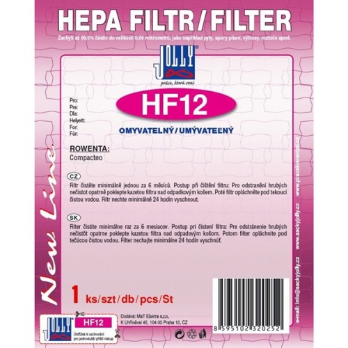 Filtr HEPA Jolly HF12 pro Rowenta Compacteo,omyvatelný