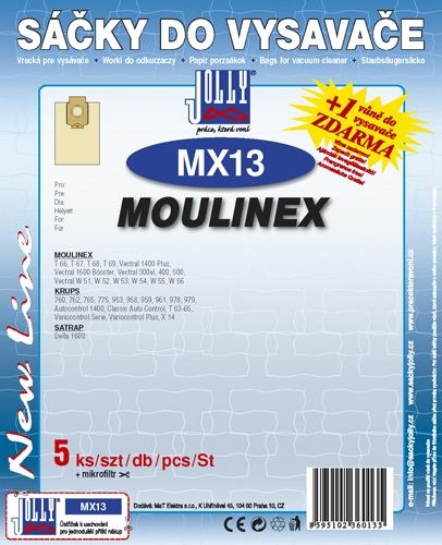 Sáčky do vysavače Jolly MX 13 (5+1ks) do vysav. MOULINEX