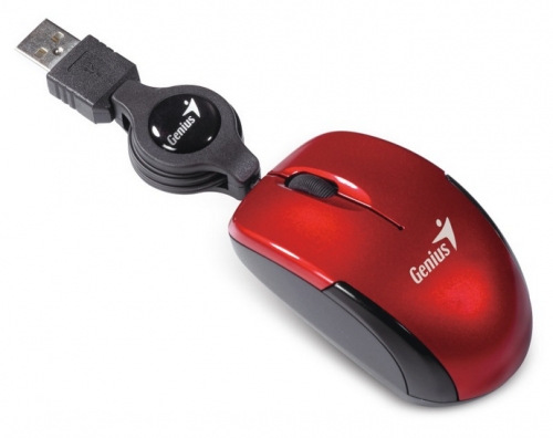Myš Genius Micro Traveler V2 / optická / 3 tlačítka / 1200dpi - červená